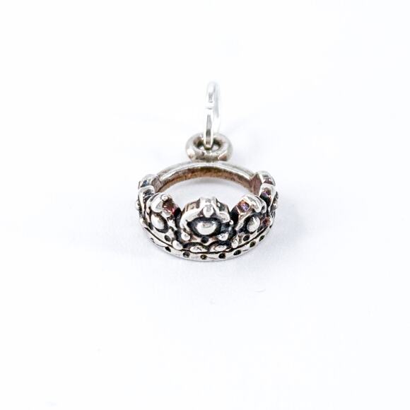 Vintage Sterling Silver 925 Ornate Crown Charm Pendant - Picture 5 of 9